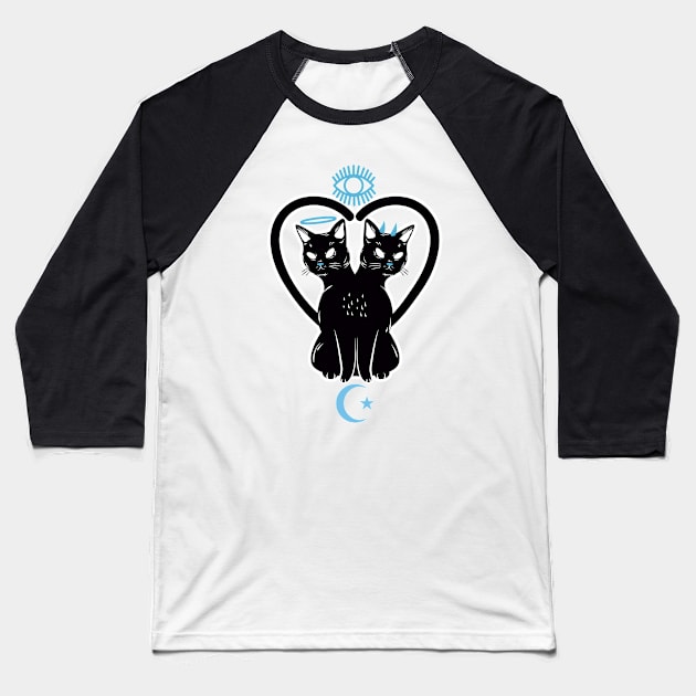 Black Cat Cosmic Balance Baseball T-Shirt by Hypnotic Highs